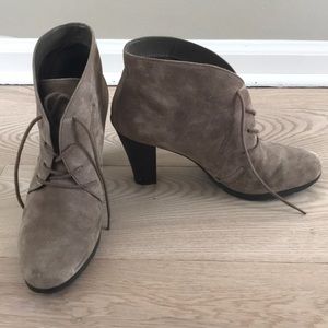 Tan suede lace-up booties